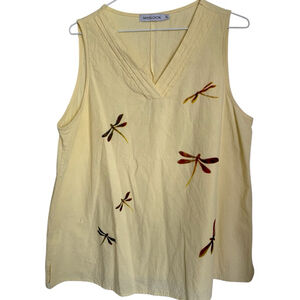 MISSLOOK Yellow Dragonfly Sleeveless Top Extra Large